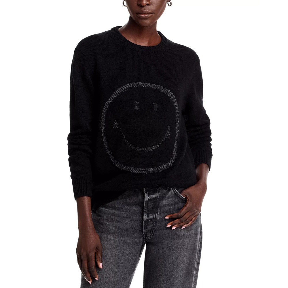 JOSHUA SANDERS Crewneck Smiley Logo‎ Knit Black Sweater Small